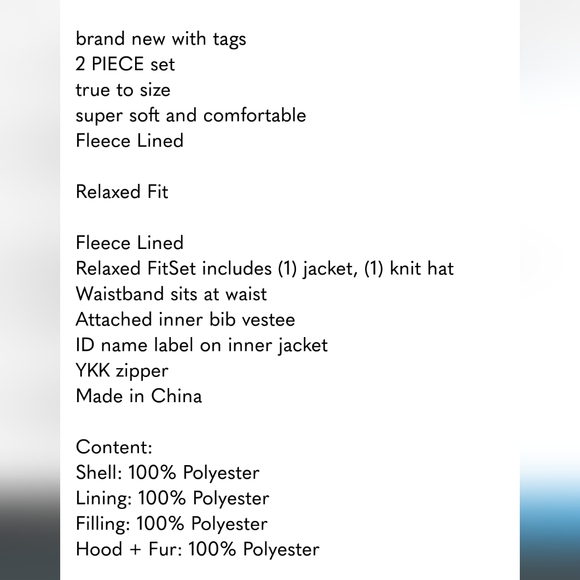 Snozu Kids' Jacket with Hat nwt - Picture 4 of 5